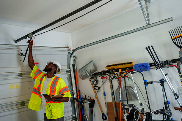 Professional Garage Door Panel Replacement technician working in Harrisburg, OR